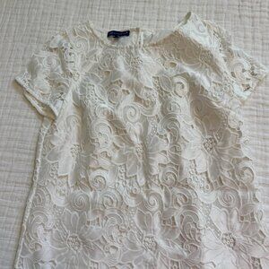 Talbots White Floral Lace Blouse
